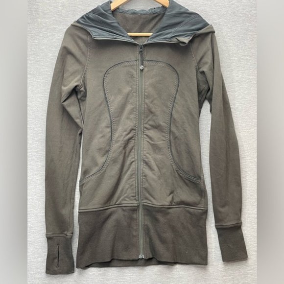 Lululemon Womens Olive Green Zip up Hoodie Size 6 - Picture 1 of 14